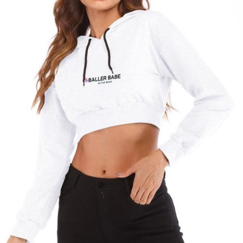 white baller babe cropped jumper sweater hoodie