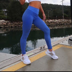 original scrunch bottom leggings blue with textured fabric gymwear