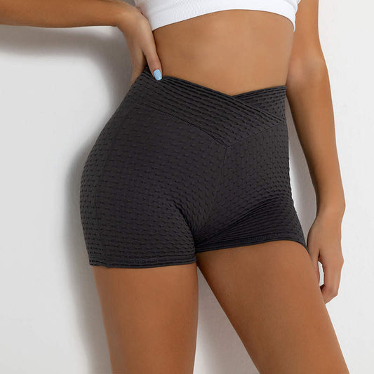 textured booty shorts in black for women