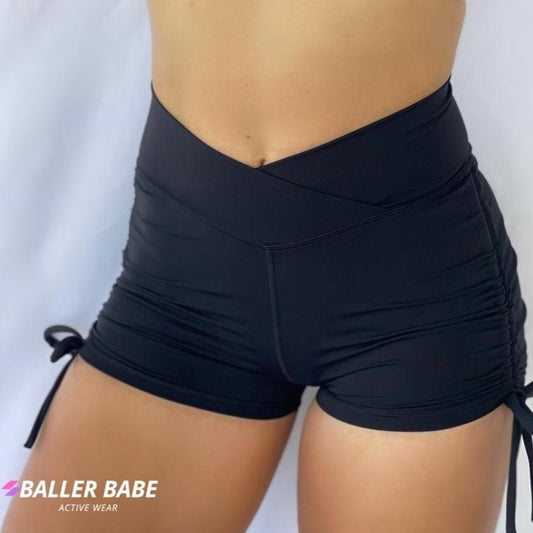Black Baller Babe scrunch tie up shorts