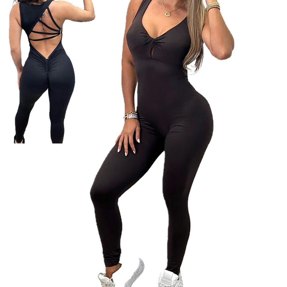 Tiffany Active wear Bodysuit Romper Leggings Black