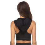 Baller Babe White sleeveless Hooded Crop Top - Black