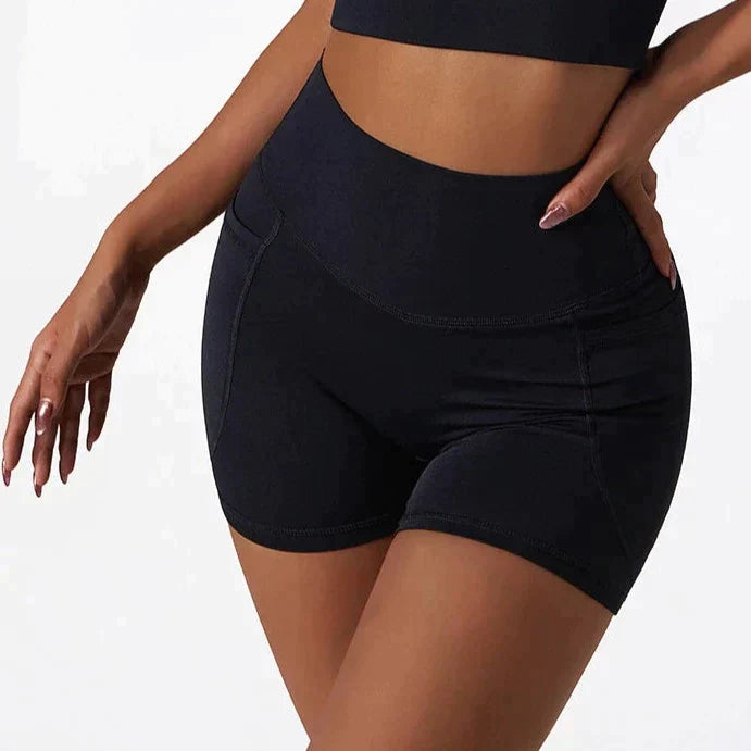 black shorts with pocket nylon spandex