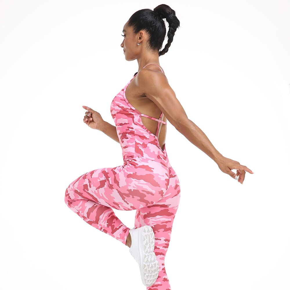 Baller Babe jumpsuit one piece leggings camo - Pink