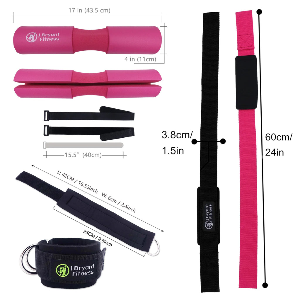 3 in 1 Barbell Pad Set with Carry Bag Wrist Wraps Ankle Straps