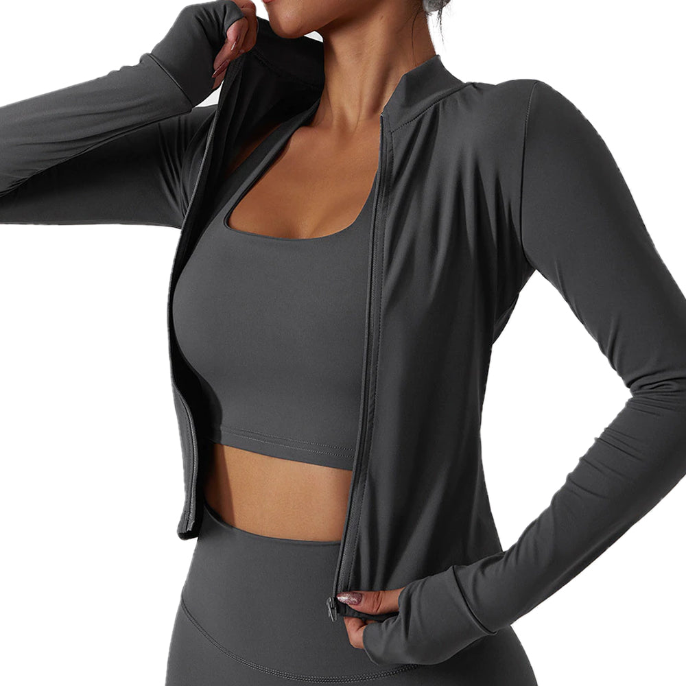 Slim Fit Active Zip Force Jacket - Khaki Green