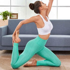 Textured high waisted leggings in gren