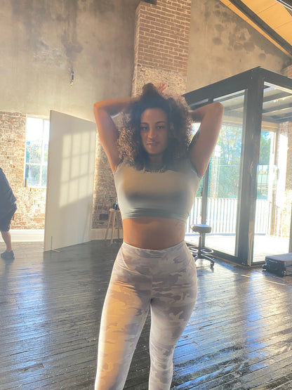 Baller Babe snow camo print grey leggings