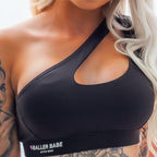 off shoulder black crop top in black