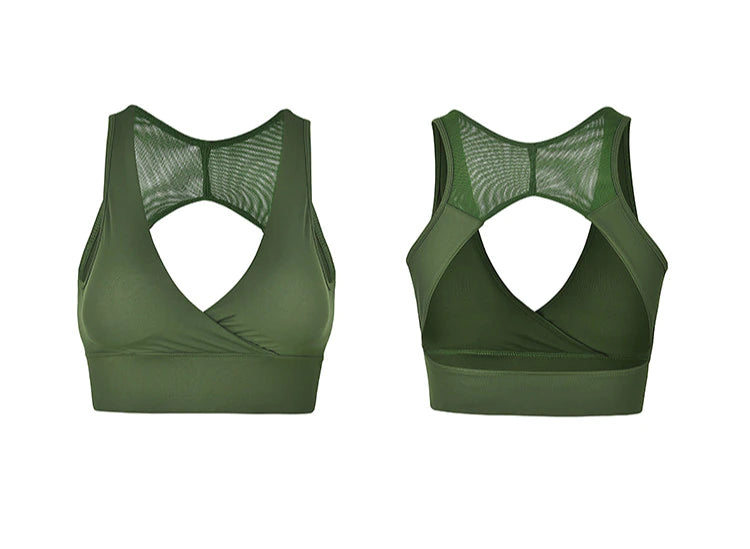 khaki green v yoga crop top womens gymwear australia