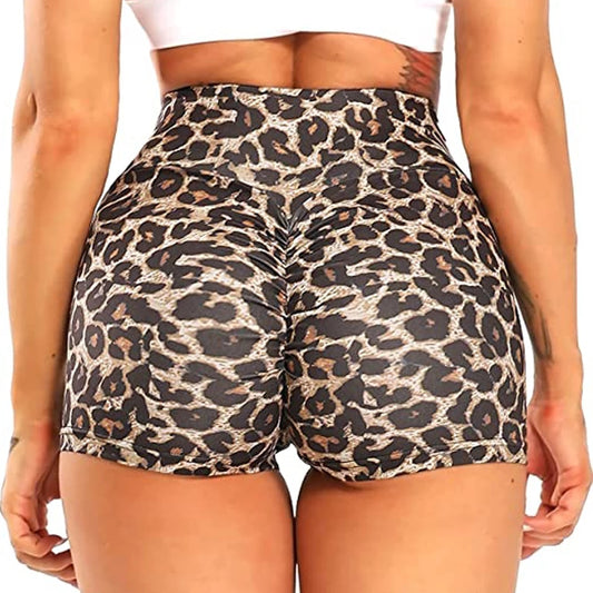 Leopard scrunch workout shorts