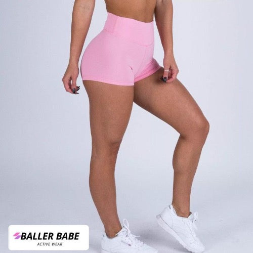 Baller Babe High Waisted Shorts Baby Pink
