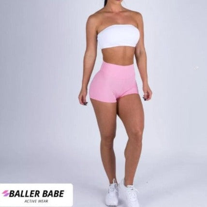 pink booty shorts by baller babe active wear 