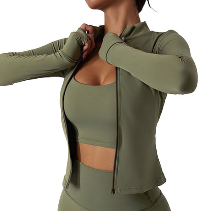 Slim Fit Active Zip Force Jacket - Khaki Green